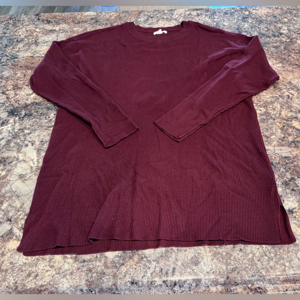 Maurices Ribbed Crewneck Tunic Sweater - Wine